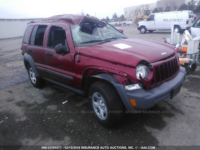 1J4GL48KX5W714770 - 2005 JEEP LIBERTY SPORT RED photo 1