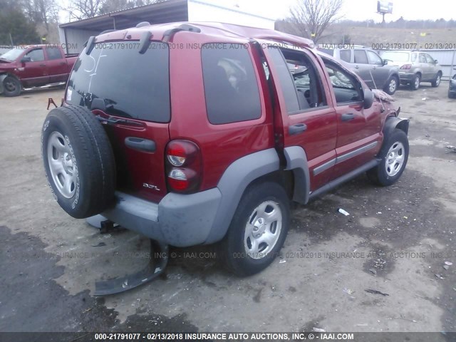 1J4GL48KX5W714770 - 2005 JEEP LIBERTY SPORT RED photo 4