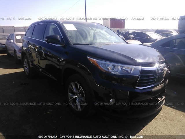 5TDKKRFHXFS062550 - 2015 TOYOTA HIGHLANDER XLE შავი ფოტო 1