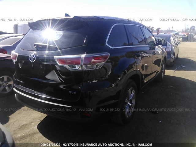 5TDKKRFHXFS062550 - 2015 TOYOTA HIGHLANDER XLE შავი ფოტო 4