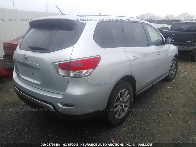 5N1AR2MN3DC679600 - 2013 NISSAN PATHFINDER S/SV/SL/PLATINUM SILVER photo 4