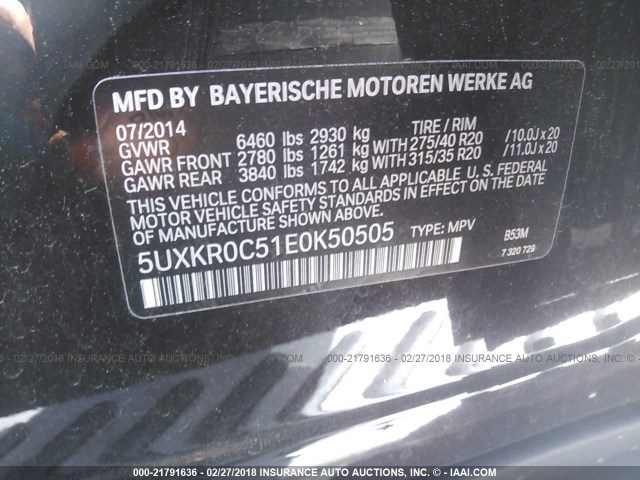 5UXKR0C51E0K50505 - 2014 BMW X5 XDRIVE35I BROWN photo 9