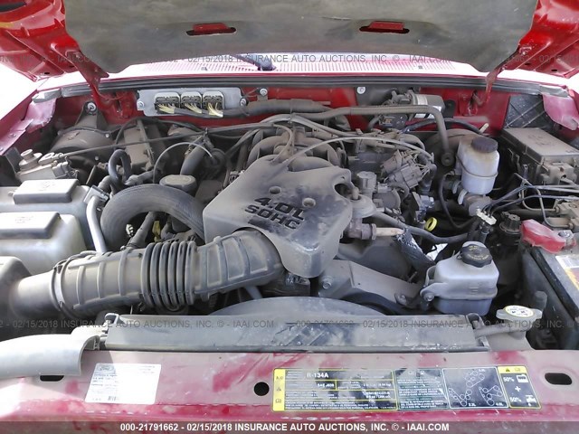 1FTZR45E58PA18439 - 2008 FORD RANGER SUPER CAB RED photo 10