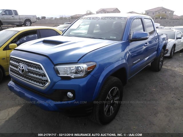 3TMAZ5CN4GM025554 - 2016 TOYOTA TACOMA DBL CAB/SR5/TRD SPORT/OR BLUE photo 2