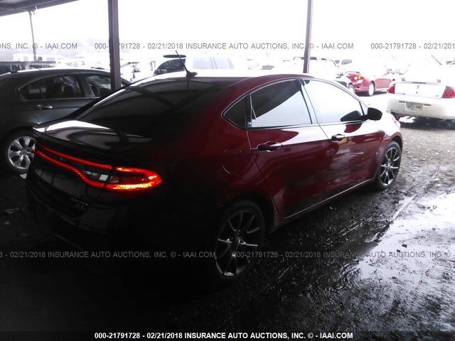 1C3CDFBB2ED677302 - 2014 DODGE DART SXT RED photo 4