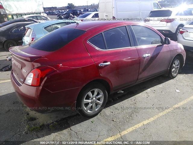 3N1CN7AP9EL817743 - 2014 NISSAN VERSA S/S PLUS/SV/SL RED photo 4