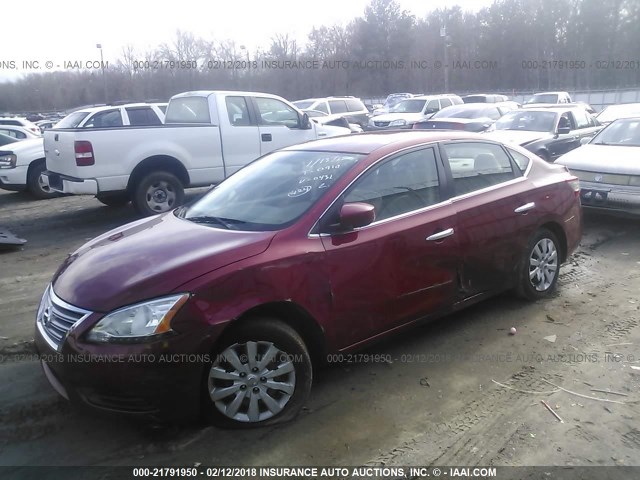 3N1AB7AP6DL730431 - 2013 NISSAN SENTRA S/SV/SR/SL RED photo 2