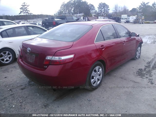 4T1BE46K07U146410 - 2007 TOYOTA CAMRY NEW GENERAT CE/LE/XLE/SE RED photo 4