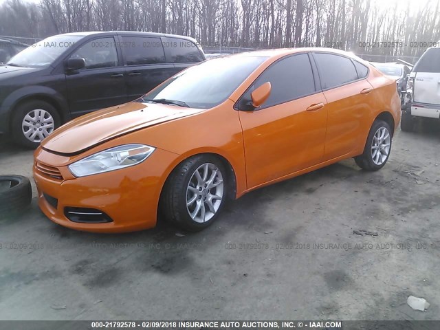 1C3CDFBA4DD171637 - 2013 DODGE DART SXT ORANGE photo 2