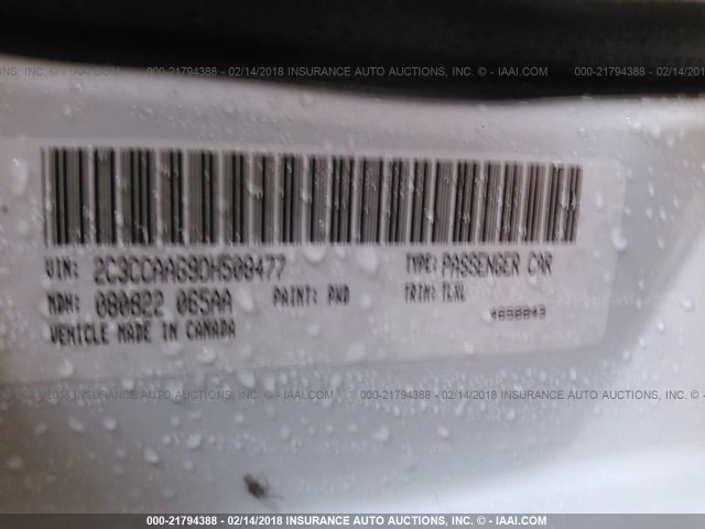 2C3CCAAG9DH508477 - 2013 CHRYSLER 300 WHITE photo 9