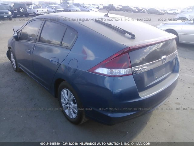 JHMZE2H79CS001113 - 2012 HONDA INSIGHT EX BLUE photo 3