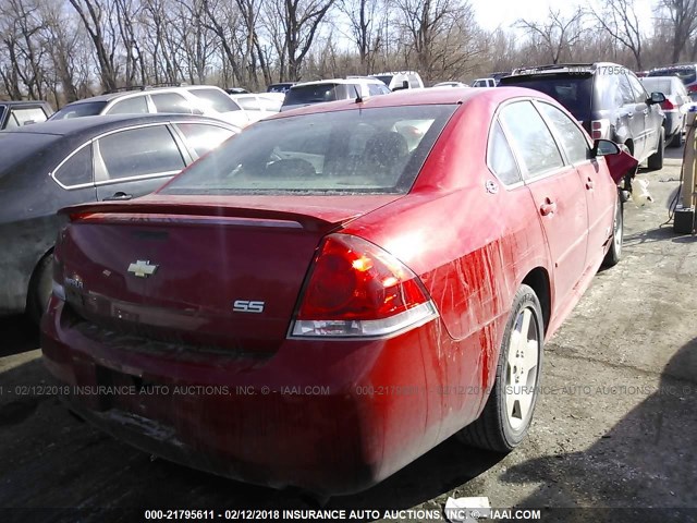 2G1WD57C191267394 - 2009 CHEVROLET IMPALA SS RED photo 4