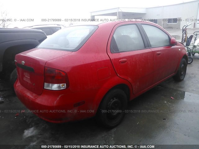 KL1TD52655B350257 - 2005 CHEVROLET AVEO LS RED photo 4
