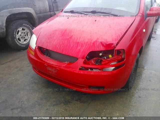 KL1TD52655B350257 - 2005 CHEVROLET AVEO LS RED photo 6