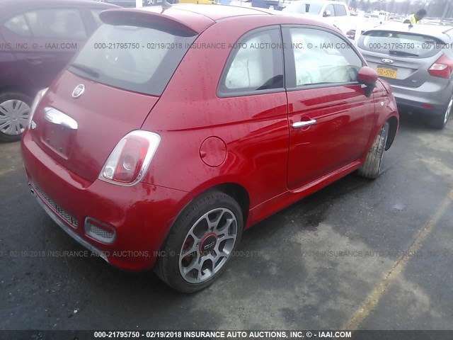 3C3CFFBR1DT677601 - 2013 FIAT 500 SPORT RED photo 4