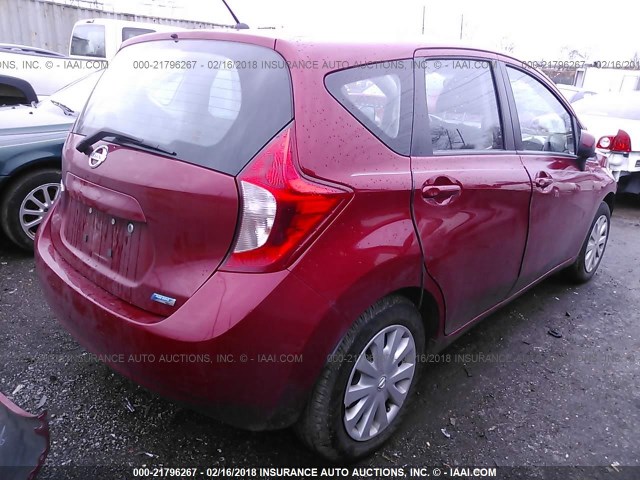 3N1CE2CP3EL415295 - 2014 NISSAN VERSA NOTE S/S PLUS/SV/SL RED photo 4