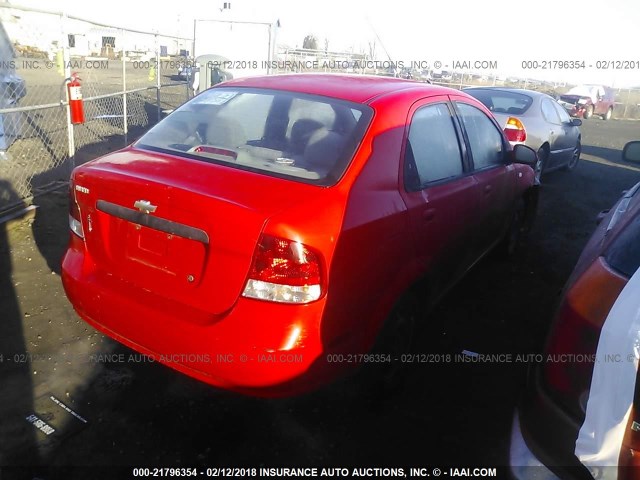 KL1TD52615B449108 - 2005 CHEVROLET AVEO LS RED photo 4