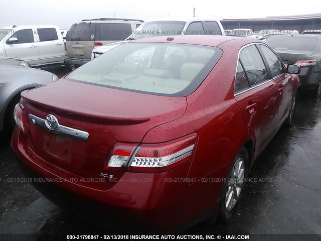 4T1BK3EK7BU120108 - 2011 TOYOTA CAMRY SE/LE/XLE RED photo 4