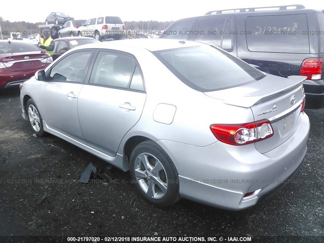 2T1BU4EE3BC712892 - 2011 TOYOTA COROLLA S/LE SILVER photo 3