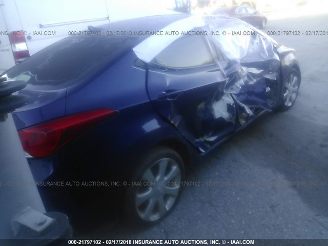 5NPDH4AE5CH082665 - 2012 HYUNDAI ELANTRA GLS/LIMITED BLUE photo 4