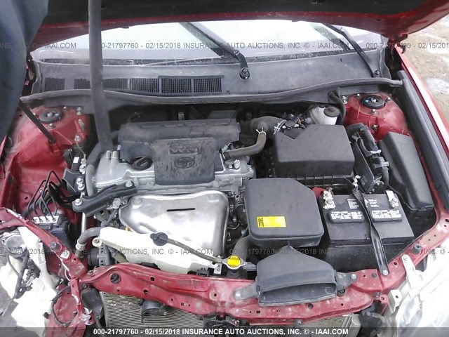 4T1BF1FKXCU633636 - 2012 TOYOTA CAMRY SE/LE/XLE RED photo 10