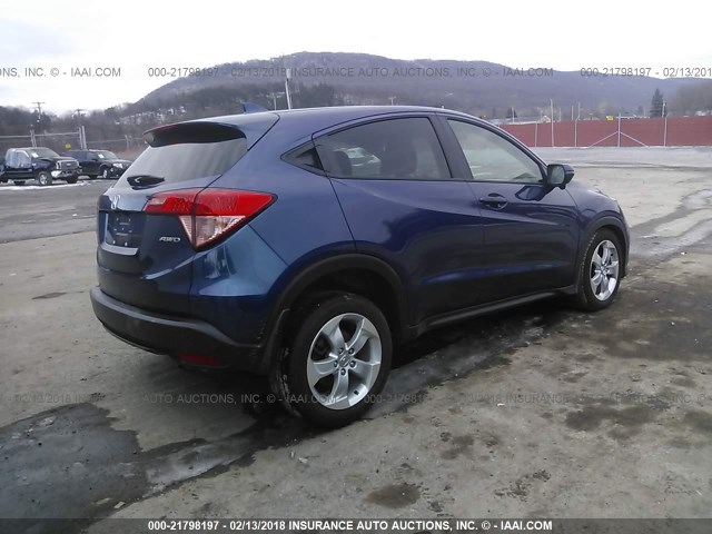 3CZRU6H5XGM732023 - 2016 HONDA HR-V EX BLUE photo 4