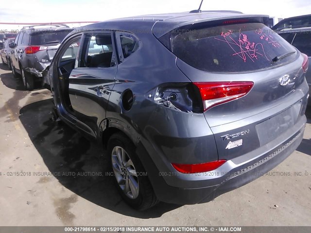 KM8J3CA40HU496559 - 2017 HYUNDAI TUCSON LIMITED/SPORT AND ECO/SE GRAY photo 3