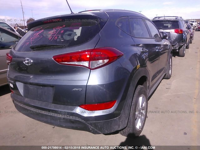 KM8J3CA40HU496559 - 2017 HYUNDAI TUCSON LIMITED/SPORT AND ECO/SE GRAY photo 4
