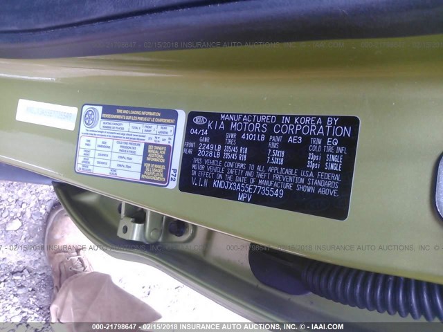 KNDJX3A55E7735549 - 2014 KIA SOUL ! GREEN photo 9