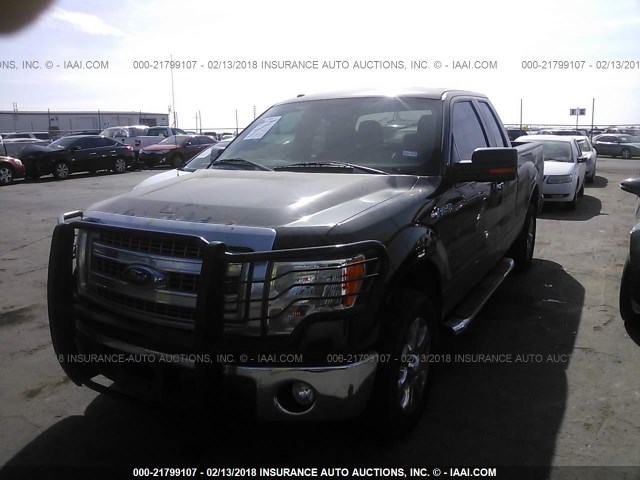 1FTEX1CMXDKG47442 - 2013 FORD F150 SUPER CAB BLACK photo 2