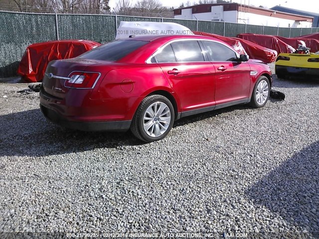 1FAHP2FWXAG124605 - 2010 FORD TAURUS LIMITED RED photo 4