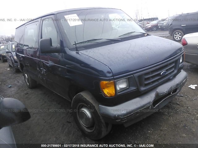 1FTPE24293HB70595 - 2003 FORD ECONOLINE E250 VAN BLUE photo 1