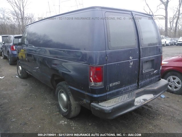 1FTPE24293HB70595 - 2003 FORD ECONOLINE E250 VAN BLUE photo 3