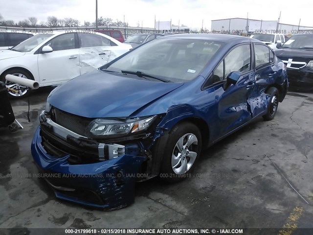 2HGFB2F52DH530556 - 2013 HONDA CIVIC LX ლურჯი ფოტო 2