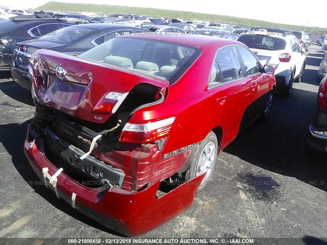 4T1BE46K48U224026 - 2008 TOYOTA CAMRY CE/LE/XLE/SE RED photo 4