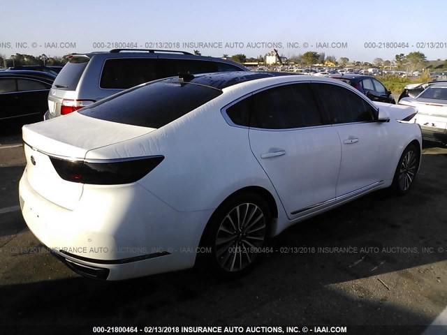 KNALC4J14H5068283 - 2017 KIA CADENZA PREMIUM/LIMITED WHITE photo 4