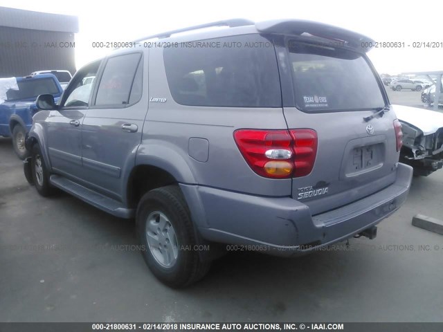 5TDZT38A52S107252 - 2002 TOYOTA SEQUOIA LIMITED SILVER photo 3