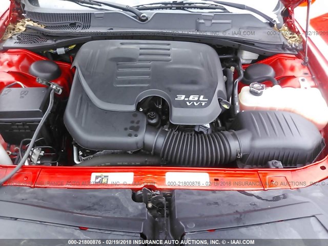 2C3CDYAG6EH283362 - 2014 DODGE CHALLENGER SXT RED photo 10