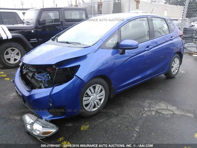 3HGGK5H5XFM718636 - 2015 HONDA FIT LX BLUE photo 2