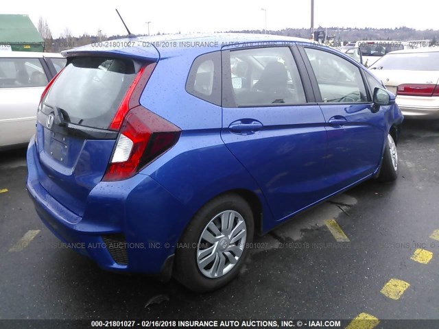 3HGGK5H5XFM718636 - 2015 HONDA FIT LX BLUE photo 4