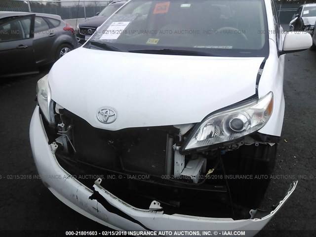 5TDYK3DC4BS070457 - 2011 TOYOTA SIENNA XLE/LIMITED WHITE photo 6