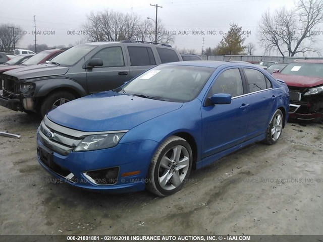 3FAHP0KC8BR171951 - 2011 FORD FUSION SPORT BLUE photo 2