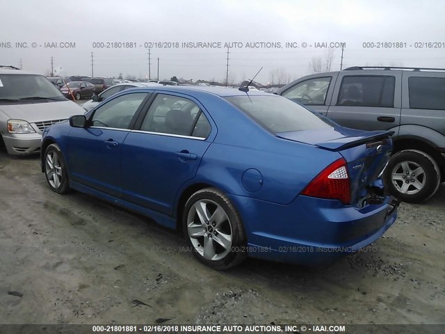 3FAHP0KC8BR171951 - 2011 FORD FUSION SPORT BLUE photo 3