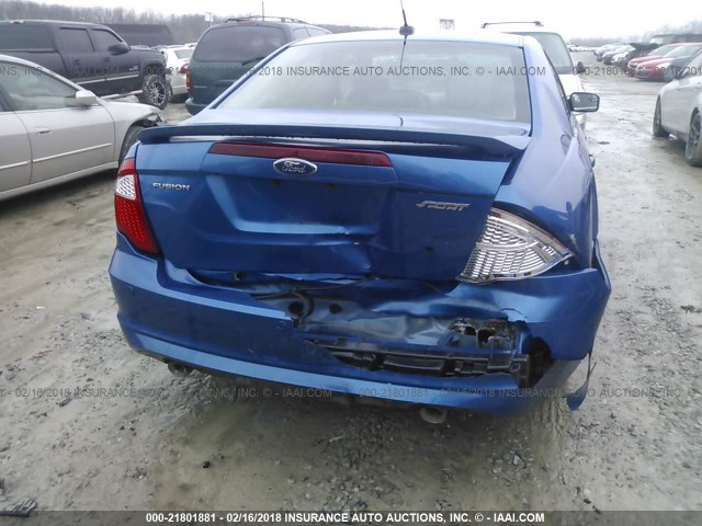 3FAHP0KC8BR171951 - 2011 FORD FUSION SPORT BLUE photo 6