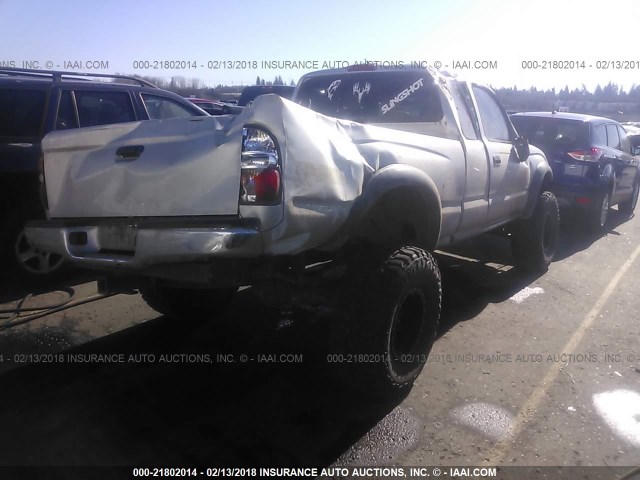 5TEWN72N44Z325124 - 2004 TOYOTA TACOMA XTRACAB SILVER photo 4