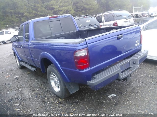 1FTYR44VX3PA65942 - 2003 FORD RANGER SUPER CAB BLUE photo 3