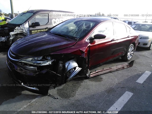 1C3CCCAB9FN633215 - 2015 CHRYSLER 200 LIMITED RED photo 2