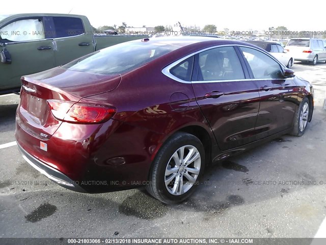 1C3CCCAB9FN633215 - 2015 CHRYSLER 200 LIMITED RED photo 4