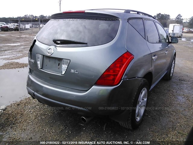 JN8AZ08T25W330272 - 2005 NISSAN MURANO SL/SE/S GRAY photo 4