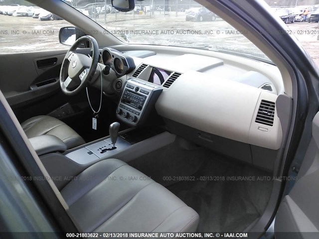 JN8AZ08T25W330272 - 2005 NISSAN MURANO SL/SE/S GRAY photo 5